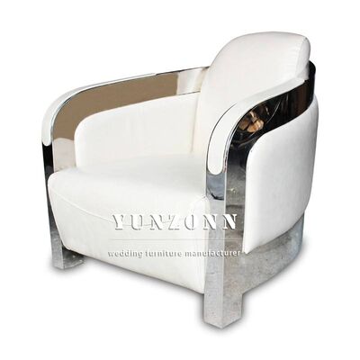 โซฟาเดี่ยวสไตล์นอร์ดิก พร้อมหนังและโครงสแตนเลสสำหรับเฟอร์นิเจอร์ห้องนั่งเล่นโรงแรม