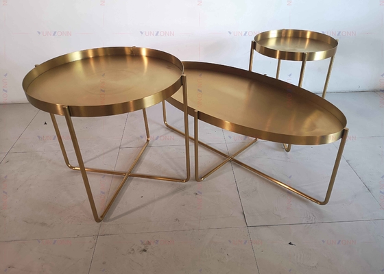 โต๊ะน้ำชาข้างโลหะสีทองโต๊ะกาแฟ D60xH50cm 201 Stainless steel