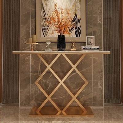 โต๊ะน้ำชาทรงสี่เหลี่ยมผืนผ้าสีขาวหรูหรา Arrow Console สีทอง 150X45X80