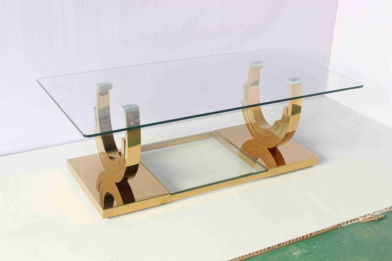 Ti Gold U Shaped Base 2 ชิ้นชุดโต๊ะกาแฟห้องนั่งเล่น Home Furniture