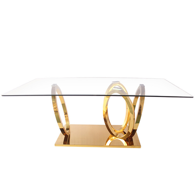 East West Furniture Dublin Intersected Circle โต๊ะรับประทานอาหารสี่เหลี่ยมผืนผ้า