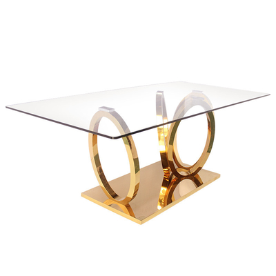 East West Furniture Dublin Intersected Circle โต๊ะรับประทานอาหารสี่เหลี่ยมผืนผ้า