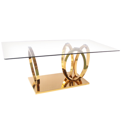 East West Furniture Dublin Intersected Circle โต๊ะรับประทานอาหารสี่เหลี่ยมผืนผ้า