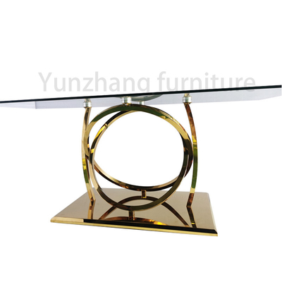 Yunzoon Furniture โต๊ะอาหารกระจกใส Mirrored Silver Finish SS 201 Base