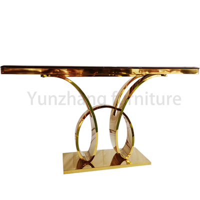 Entryway Top Modern Gold Console Table Faux Rectangular Marble Top ทนทาน