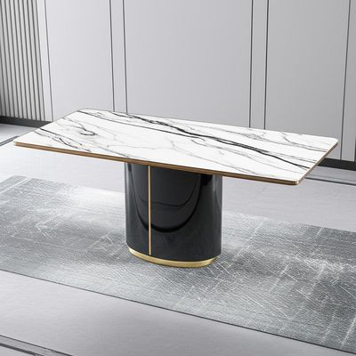 โต๊ะรับประทานอาหารหินอ่อนหรูหราทันสมัยสี่เหลี่ยมสำหรับบ้านและโรงแรม