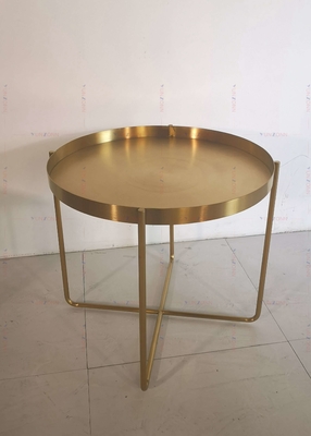 โต๊ะน้ำชาข้างโลหะสีทองโต๊ะกาแฟ D60xH50cm 201 Stainless steel