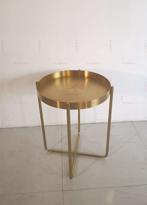 โต๊ะน้ำชาข้างโลหะสีทองโต๊ะกาแฟ D60xH50cm 201 Stainless steel