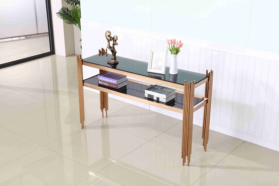 หรูหราหินอ่อนด้านบนฐานสแตนเลสห้องโถงมุมห้องนั่งเล่นคอนโซลตารางตกแต่ง