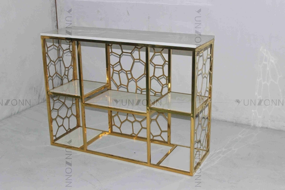 Antirust Stainless Steel Console Table Tubular Stylish Tea Table ตกแต่งสำหรับห้องนั่งเล่น