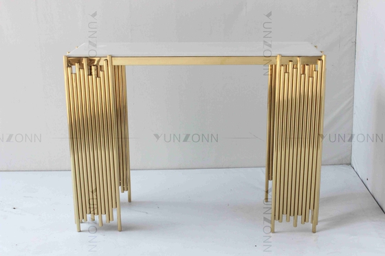 Tubular Modern White และ Gold Console Table ชั้นวางของติดผนังเฟอร์นิเจอร์หรูหรา