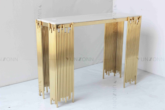 Tubular Modern White และ Gold Console Table ชั้นวางของติดผนังเฟอร์นิเจอร์หรูหรา