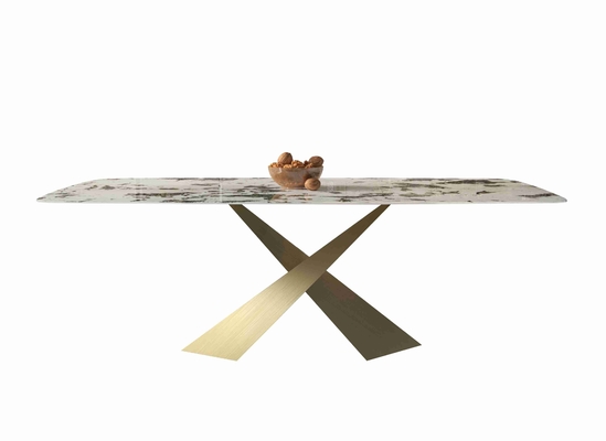 Bright Rock Board อพาร์ทเมนต์ขนาดเล็กโต๊ะรับประทานอาหารชุดเก้าอี้ Nordic Modern Light Luxury Bronze ชุดห้องรับประทานอาหาร