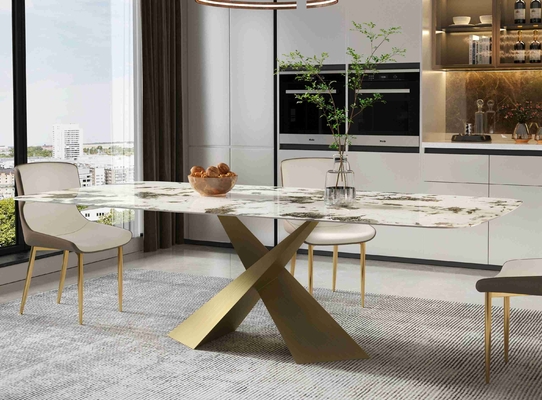 Bright Rock Board อพาร์ทเมนต์ขนาดเล็กโต๊ะรับประทานอาหารชุดเก้าอี้ Nordic Modern Light Luxury Bronze ชุดห้องรับประทานอาหาร