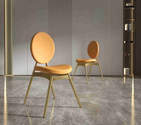 201 Stainless Steel Gold Collection โต๊ะรับประทานอาหารสุดหรู 6 ที่นั่ง ฐานรูปตัวนั่งในห้องนั่งเล่น