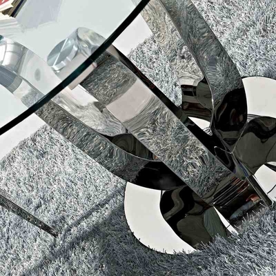โต๊ะรับประทานอาหารที่ทันสมัยหรูหราโบราณ Glam Silver D150XH75 โต๊ะรับประทานอาหารกระจกด้านบน