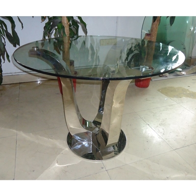 โต๊ะรับประทานอาหารที่ทันสมัยหรูหราโบราณ Glam Silver D150XH75 โต๊ะรับประทานอาหารกระจกด้านบน