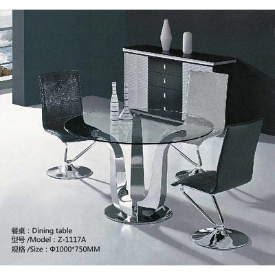 โต๊ะรับประทานอาหารที่ทันสมัยหรูหราโบราณ Glam Silver D150XH75 โต๊ะรับประทานอาหารกระจกด้านบน