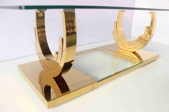Ti Gold U Shaped Base 2 ชิ้นชุดโต๊ะกาแฟห้องนั่งเล่น Home Furniture