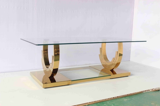 Ti Gold U Shaped Base 2 ชิ้นชุดโต๊ะกาแฟห้องนั่งเล่น Home Furniture