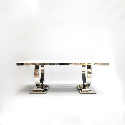 ราคาดี สองวงกลมทันสมัยโต๊ะรับประทานอาหารหินอ่อนด้านบน 201 สแตนเลสสำหรับครอบครัว ออนไลน์