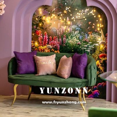 โซฟาเลิฟซีทสแตนเลสสตีลสมัยใหม่พร้อมผ้ากำมะหยี่สำหรับโรงแรมและงานแต่งงาน