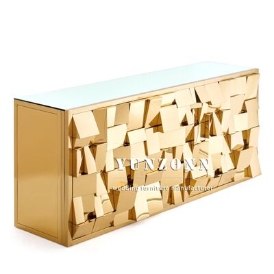 คุณภาพ โต๊ะบาร์สแตนเลสเหล็กทรงสี่เหลี่ยมดีไซน์ใหม่กระจกเงาสำหรับโรงแรมและงานแต่งงาน โรงงาน