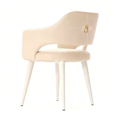 คุณภาพ เก้าอี้ทานอาหารดีไซน์โมเดิร์นสไตล์นอร์ดิกสำหรับห้องตัวอย่าง เก้าอี้พักผ่อนทำจากโลหะ เก้าอี้ทานอาหารโรงแรมหรูหรา โรงงาน