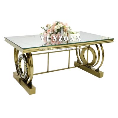 ราคาดี โต๊ะเลี้ยง กรอบเหล็กไร้สแตนเลส เครื่องประดับคริสตัล สําหรับงานแต่งงาน โรงแรม กิจกรรม กระจก โต๊ะทํางาน โรงแรมเฟอร์นิเจอร์ ออนไลน์