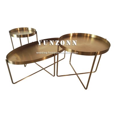 ราคาดี โต๊ะข้าง/โต๊ะกาแฟทรงรีทำจากเหล็กเคลือบสีทองสำหรับห้องรับแขก ออนไลน์