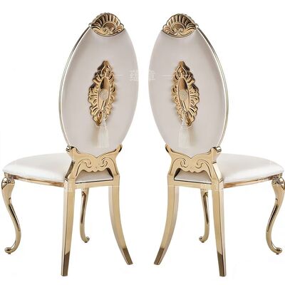 ราคาดี โรงงานผลิตเฟอร์นิเจอร์ ขายตรงของเหล็กไร้ขัด โต๊ะนั่งหลังสูงแบบคลาสสิคเคลือบทอง เหมาะสําหรับงานแต่งงานและงานเลี้ยง ออนไลน์