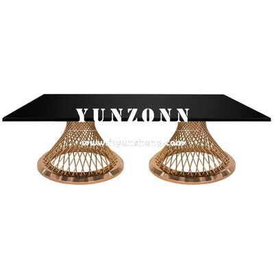 ราคาดี ปรับแต่ง โต๊ะแต่งงานสี่เหลี่ยมทองเหลืองไร้ขัดเหล็ก โปรแกรมโลหะที่ทันสมัย สําหรับอาหาร ร้านอาหาร งานเลี้ยง โรงแรม ห้องประชุม ออนไลน์