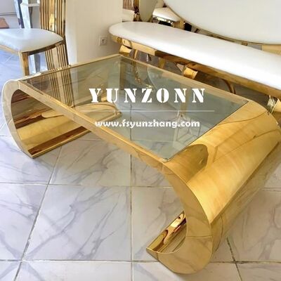 ราคาดี โต๊ะกาแฟทรงโอวาล สําหรับห้องนั่งเล่น สแตนเลสที่มีกระจกทอง สวยดี ออนไลน์