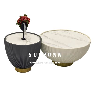 ราคาดี ขายร้อน โต๊ะกาแฟกลมขาวที่มีการออกแบบหินสําหรับห้องนั่งเล่นหรือโรงแรม ออนไลน์