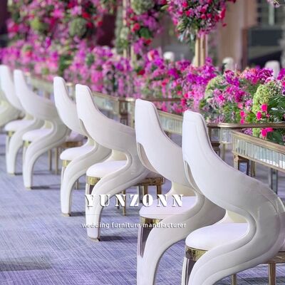 ราคาดี รูปแบบที่สร้างสรรค์ทันสมัย เก้าอี้อาหารสแตนเลสที่มีผ้าสําหรับโรงแรม งานแต่งงาน ภัตตาคาร ออนไลน์