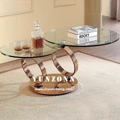 ราคาดี โต๊ะกาแฟอเนกประสงค์ทันสมัยพร้อมท็อปกระจกนิรภัยสองชั้น ดีไซน์ทรงกลมหมุนได้ สำหรับห้องนั่งเล่น ห้องรับประทานอาหาร บ้าน ห้องครัว ห้องนอน ออนไลน์