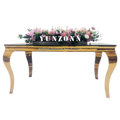 ราคาดี ชุดโต๊ะอาหารสไตล์ยุโรปขายส่ง โต๊ะกระจกนิรภัยสีดำทันสมัยพร้อมสแตนเลสสำหรับงานเลี้ยงหรืองานโรงแรม ออนไลน์