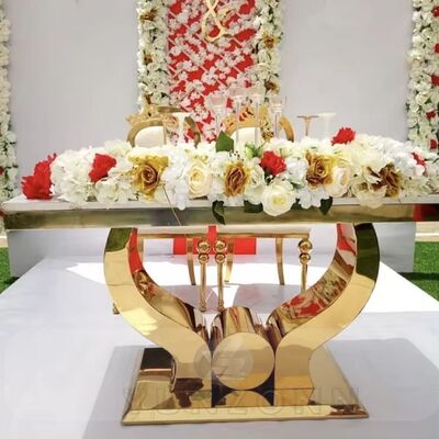 ราคาดี เฟอร์นิเจอร์โต๊ะจัดเลี้ยงสแตนเลสสีทองสมัยใหม่สำหรับงานเลี้ยง โรงแรม งานปาร์ตี้ ห้องรับประทานอาหาร ห้องนั่งเล่น การใช้งานกลางแจ้ง ออนไลน์