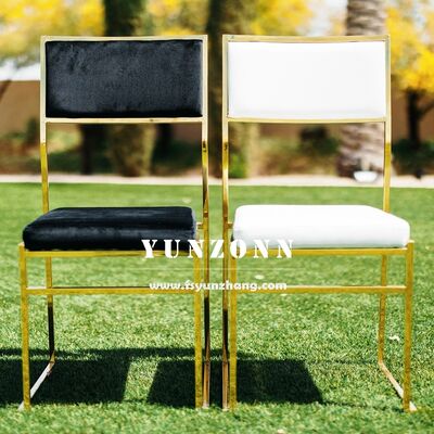 ราคาดี เก้าอี้จัดเลี้ยงงานแต่งงาน เก้าอี้ทานอาหารทำจากหนัง PU/กำมะหยี่/ผ้า พร้อมเบาะรองนั่ง โครงสแตนเลสสีทอง ออนไลน์
