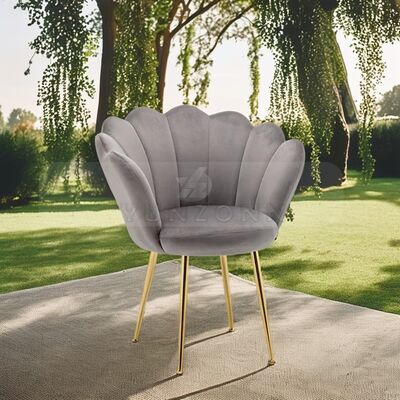 ราคาดี เครื่องออกแบบนอร์ดิก เก้าอี้อาหารสีเทาแวลเวท รูปทรงเปลือก หลังขาทอง เก้าอี้เดี่ยว ห้องนั่งเล่น โรงแรม กีฬา ออนไลน์