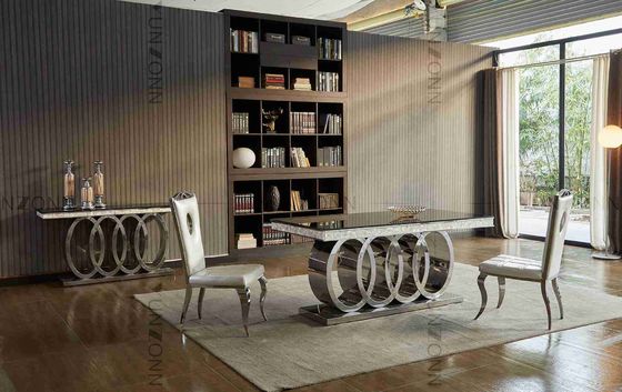 ราคาดี ฐานหนักหรูหราโต๊ะรับประทานอาหารที่ทันสมัยกระจกสีดำโต๊ะรับประทานอาหารด้านบนกระจก L200xW100xH75cm ออนไลน์