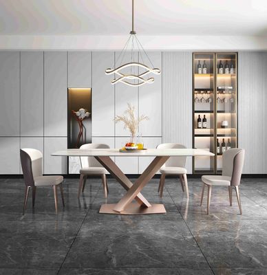 ราคาดี ธรรมดา X ฐานหรูหราโต๊ะรับประทานอาหารที่ทันสมัย ​​6 8 ที่นั่งหินอ่อนด้านบนโครงสแตนเลส ออนไลน์